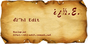 Öhl Edit névjegykártya